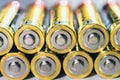 close up group of alkaline AA battery energy