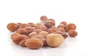 Close up of group of argan nuts on a white background. Royalty Free Stock Photo