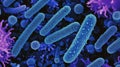 A close up of a group of blue and purple bacteria, AI Royalty Free Stock Photo