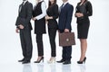 Close-up group of business people standing in a row .isolated on white Royalty Free Stock Photo