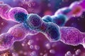 A close up of a group of chromosomes in purple and blue Royalty Free Stock Photo