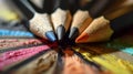Close Up of a Group of Colored Pencils Royalty Free Stock Photo