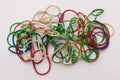 Close-up of a group of colorful rubber bands