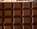 Close up of a group of delicious brown chocolate bar