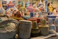 Close Up of Group of Demijohn Wrapped with Colored Cotton