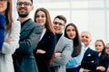 Close up. a group of diverse smiling business people standing in a row Royalty Free Stock Photo