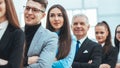 Close up. a group of diverse smiling business people standing in a row Royalty Free Stock Photo