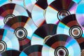 Close up group of DVD discs. Royalty Free Stock Photo