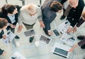 close up. group of employees discussing the financial report. Royalty Free Stock Photo