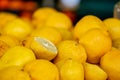 Close Up of a Group of Fresh Lemons at the Italian Market Royalty Free Stock Photo