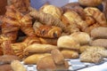 Close-up of a group of freshly baked and delicious looking breads and pastries