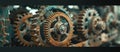 Close Up of Group of Gears Royalty Free Stock Photo