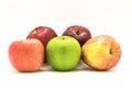 Close-up group of Granny Smith, Red Delicious, Gala, Fuji apples Royalty Free Stock Photo