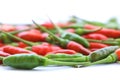 Close up group of green and red chillies Royalty Free Stock Photo