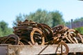 Close Up of a Group of Horsehoes in a Stable on Blur Background Royalty Free Stock Photo