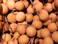 Close up group of longan fruit,stacked longan background