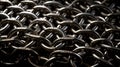 Close up of a group of metal chain links for industrial use