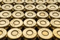 Close-up of a group of 9mm rounds. Cartridge background. New cartridges stacked neatly near each other Royalty Free Stock Photo