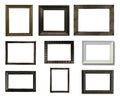 Close up group of old vintage wooden picture frame Royalty Free Stock Photo