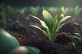 A close up of a group of plants growing in dirt. Generative ai Royalty Free Stock Photo
