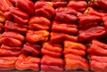 Close up of a group of red bell peppers Royalty Free Stock Photo