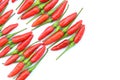 Close up group of red chillies sort in line Royalty Free Stock Photo