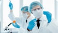 close up. group of scientists work in a medical laboratory . Royalty Free Stock Photo