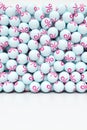 Close-up of a group of spheres with a percentage on a white background