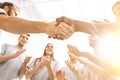 close up. a group of students applauding two opponents during a business briefing. Royalty Free Stock Photo