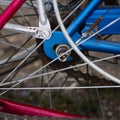 Close-up of vintage bicycles wheels Royalty Free Stock Photo