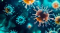 A close up of a group of viruses on a blue background Royalty Free Stock Photo