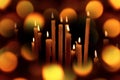 Close-up of a Group of Votive Candles with Bokeh Effect