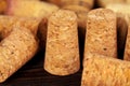 Close up of group of wine corks