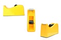 Close up of group yellow adhesive tape cutter