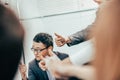 Close up. group of young business people showing thumbs up. Royalty Free Stock Photo