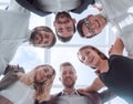 Close up. group of young business people standing in a circle. Royalty Free Stock Photo