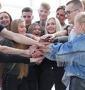close up. a group of young people showing their unity. Royalty Free Stock Photo