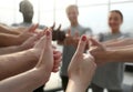 close up. group of young people showing thumbs up. Royalty Free Stock Photo