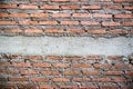 Close up grunge brick wall with smooth cement band in the center. C Royalty Free Stock Photo