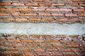 Close up grunge brick wall with smooth cement band in the center. C Royalty Free Stock Photo