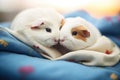 close-up of guinea pigs cuddling on a blanket Royalty Free Stock Photo