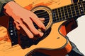 Close-Up of a Guitar Being Played isolated illustration Royalty Free Stock Photo