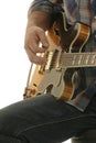 Close up guitar player