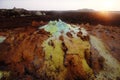 A close-up of a gurgling sulfur spring in the Danakil depression Royalty Free Stock Photo