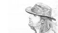 Close-up guy portrait in cowboy hat. Style safari. Fashion illustration.