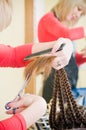 Close-up of haircut in hairdresser salon