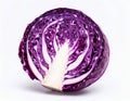 Close up of Half Cut Red Cabbage on a Bright White Background Royalty Free Stock Photo