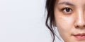 Close up half fresh face of Asian women. Royalty Free Stock Photo