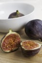 Close-up of halved ripe fig