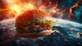 Space Burgers: A Cosmic Feast Royalty Free Stock Photo